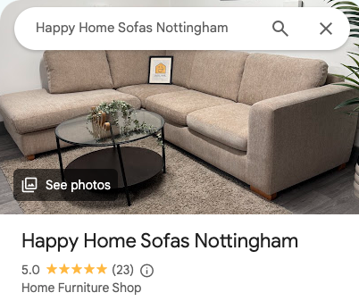 Happy Home Sofas Nottingham on Google Maps — 5.0 stars from 23 reviews